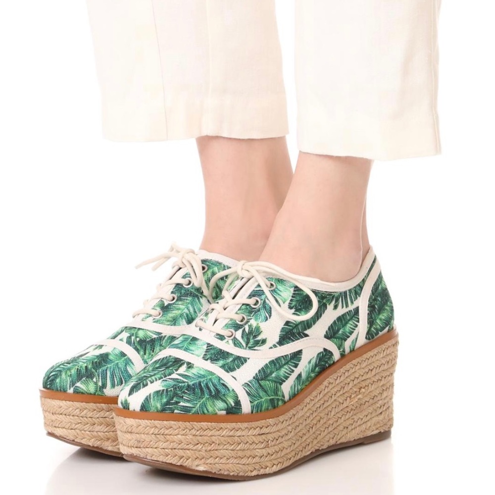 Schutz Espadrille Wedge Tropical Canvas Sneakers